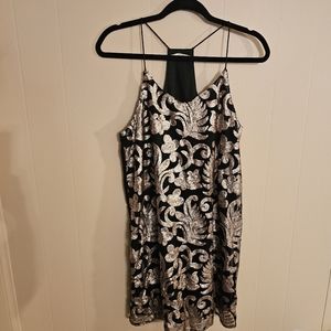 Miami Black and Gold Sequin Shift Mini Dress